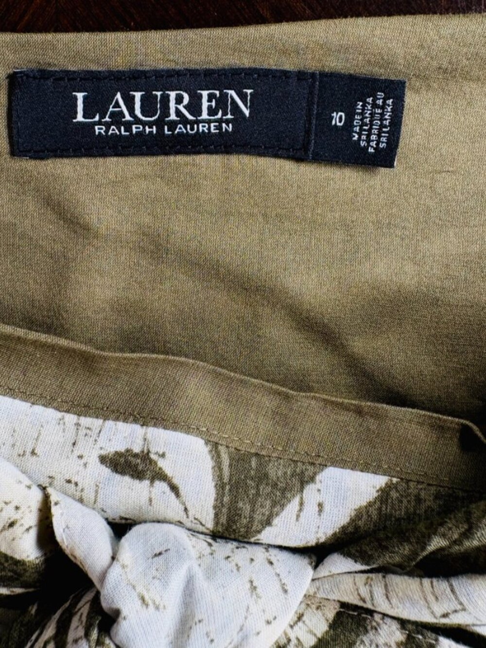 Lauren Ralph Lauren Tropical Leaf Print Tiered Midi Skirt Sz 10 Tie Waist Resort - Picture 4 of 9